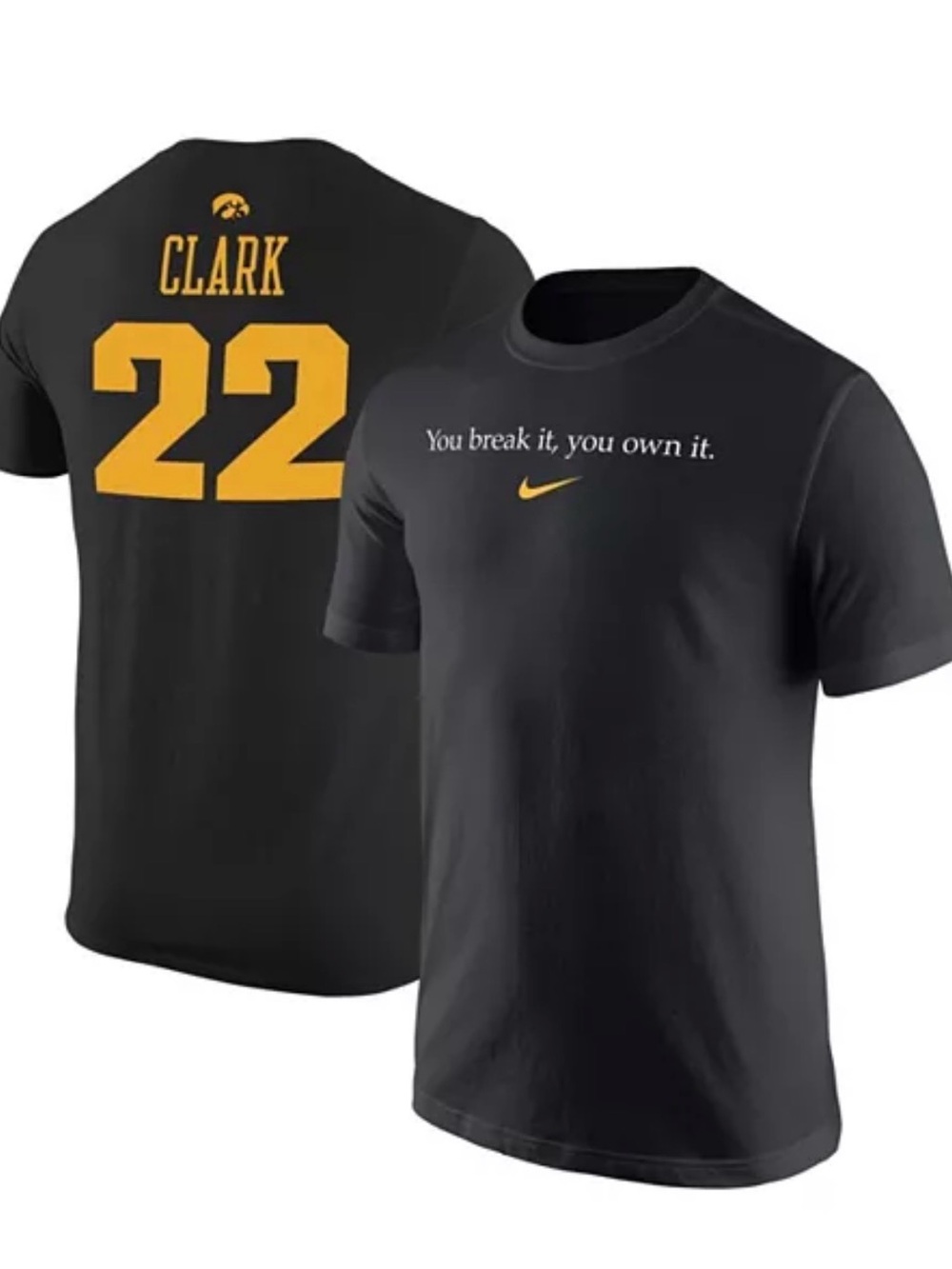 Nike Caitlin Clark #22 Black Iowa Hawkeyes Record Breaking T-shirt NCAA Unisex M